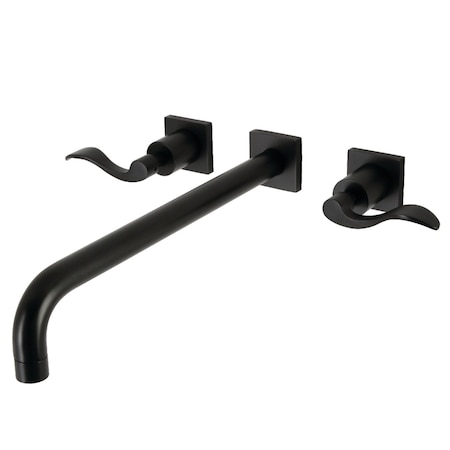 Kingston Brass KS6040DFL Wall Mount Tub Faucet, Matte Black KS6040DFL